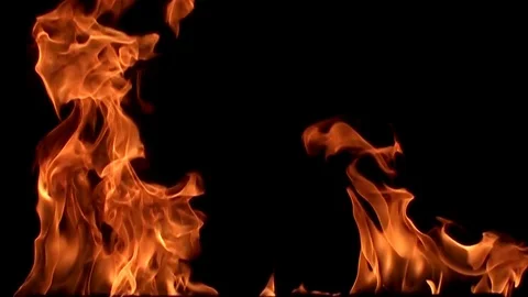 Fire flame isolated on black background. Slow motion Stock Footage 92984934