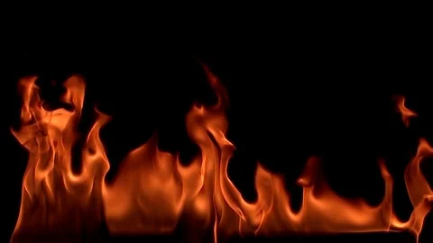 Fire flame isolated on black background. Slow motion Stock Footage 92984935
