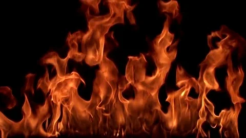 Fire flame isolated on black background. Slow motion Stock Footage 92985204