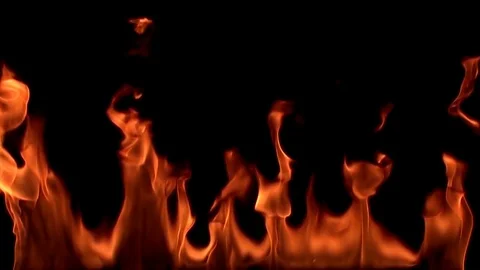 Fire flame isolated on black background. Slow motion Stock Footage 92985483