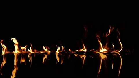 Fire flame isolated on black background. Stock Footage 94540577