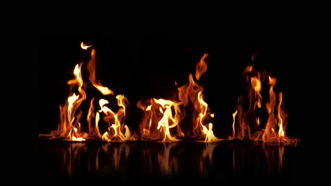 Fire flame isolated on black background. Vidéo 94540917