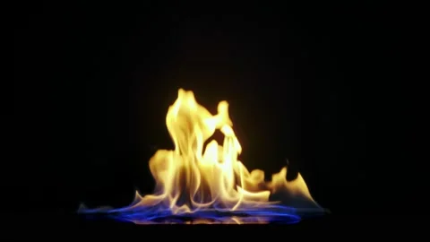 Fire flame isolated on black background. Stock Footage 154061976