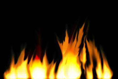 Fire flame isolated on black background Stock Illustration