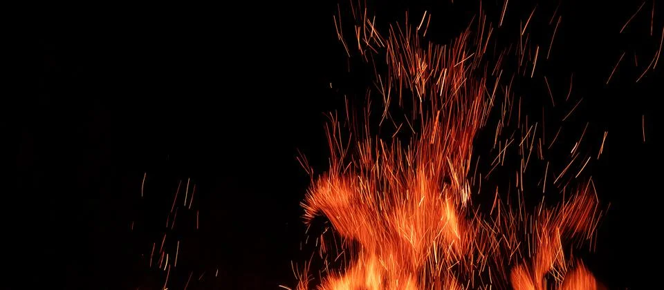 Fire flame isolated on black background Stock Photos