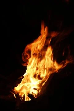 Fire flame isolated on black background Stock Photos