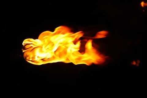 Fire flame isolated on black background Stock Photos
