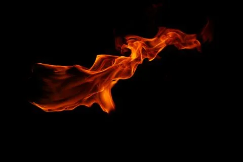 Fire flame isolated on black background Stock Photos