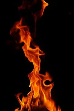 Fire flame isolated on black background Stock Photos