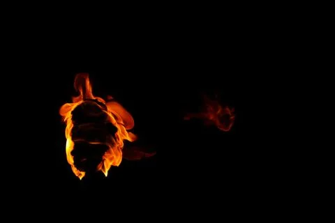 Fire flame isolated on black background Stock Photos