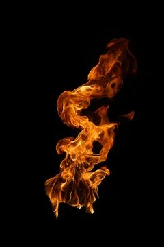 Fire flame isolated on black background Stock Photos