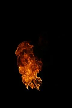 Fire flame isolated on black background Stock Photos