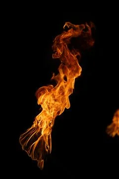 Fire flame isolated on black background Stock Photos