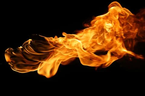 Fire flame isolated on black background Stock Photos