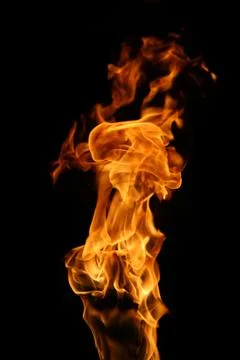 Fire flame isolated on black background Stock Photos