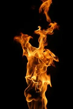 Fire flame isolated on black background Stock Photos
