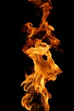 Fire flame isolated on black background Stock Photos