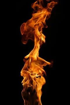 Fire flame isolated on black background Stock Photos