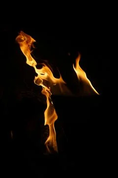 Fire flame isolated on black background Stock Photos
