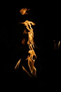 Fire flame isolated on black background Stock Photos