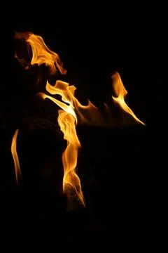 Fire flame isolated on black background Stock Photos