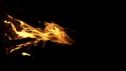 Fire flame isolated black isolated background Beautiful orange. Flame border Stock Footage 199298197