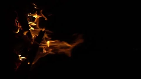 Fire flame isolated black isolated background Beautiful orange. Flame border Stock Footage 199298427