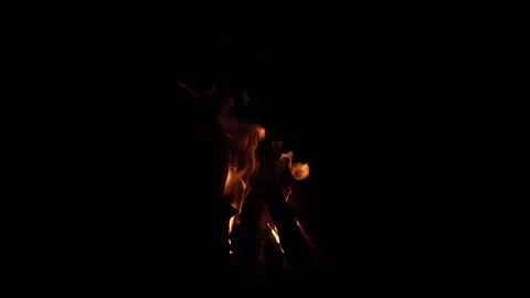 Fire flame isolated black isolated background Beautiful yellow, orange. Flame Stock Footage 199399910