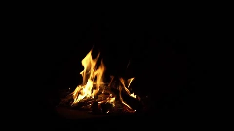 Fire flame isolated black isolated background Beautiful yellow, orange. Flame Video stock 199400235