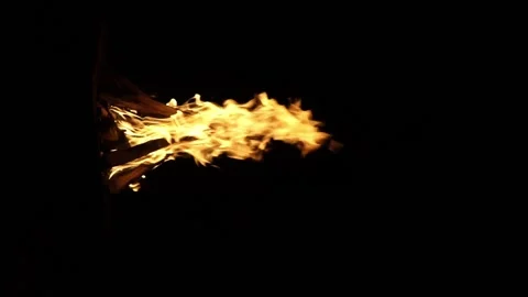 Fire flame isolated black isolated background Beautiful orange. Flame border Stock Footage 199401902