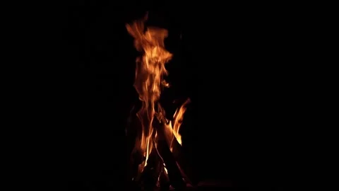 Fire flame isolated black isolated background Beautiful yellow, orange. Flame Stock Footage 199496625