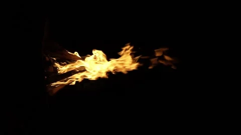 Fire flame isolated black isolated background Beautiful orange. Flame border Stock Footage 200237022