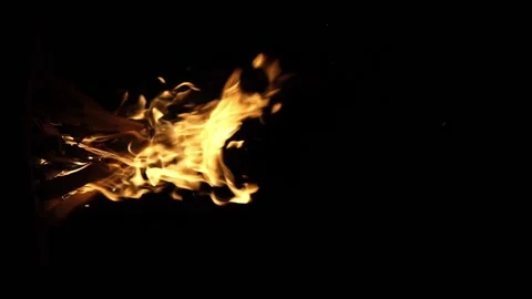 Fire flame isolated black isolated background Beautiful orange. Flame border Video stock 200238582