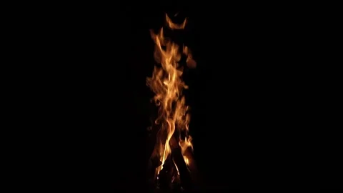 Fire flame isolated black isolated background Beautiful yellow, orange. Flame Stock Footage 200870695