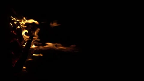 Fire flame isolated black isolated background Beautiful orange. Flame border Stock Footage 200994089