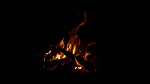 Fire flame isolated black isolated background Beautiful yellow, orange. Flame Stock Footage 200994127