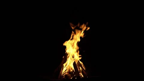Fire flame isolated black isolated background Beautiful yellow, orange. Flame Stock Footage 200994480