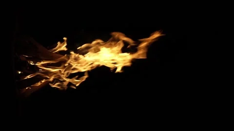 Fire flame isolated black isolated background Beautiful orange. Flame border Stock Footage 201712659