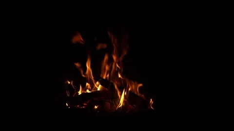 Fire flame isolated black isolated background Beautiful yellow, orange. Flame Video stock 201983487