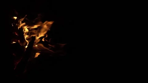 Fire flame isolated black isolated background Beautiful orange. Flame border Stock Footage 202109863