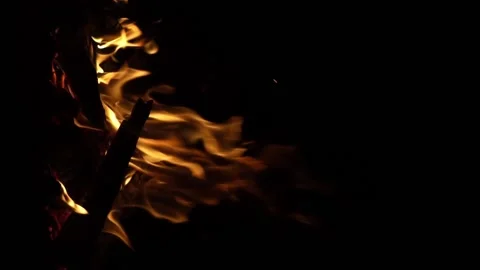 Fire flame isolated black isolated background Beautiful orange. Flame border Stock Footage 203998754