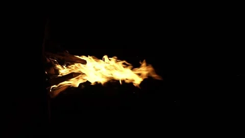 Fire flame isolated black isolated background Beautiful orange. Flame border Stock Footage 203998767