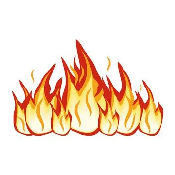 Fire flame isolated on a white background. Color Vector illustration. Stock Illustration