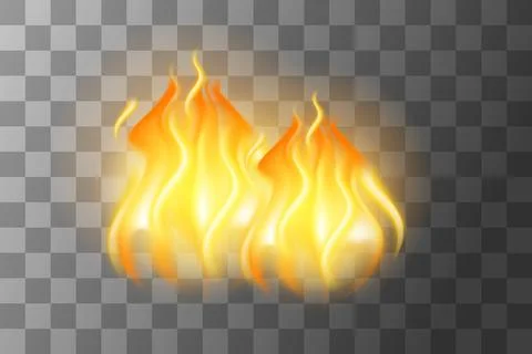 Fire flame light effect vector illustration isolated on transparent backgroun Stock Illustration