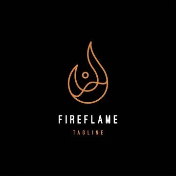 Fire flame with line art style logo design illustration vector template. Creativ Stock Illustration