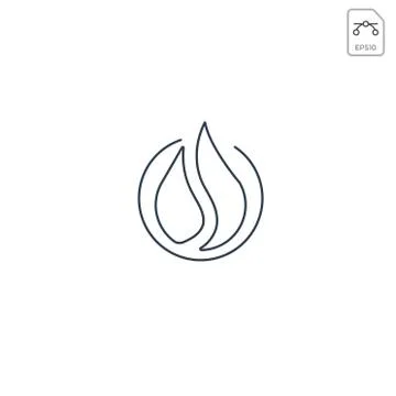 Fire flame logo design or minimal icon vector isolated Stock Illustration