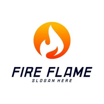 Fire Flame Logo Design Vector Template. Icon Symbol. Stock Illustration