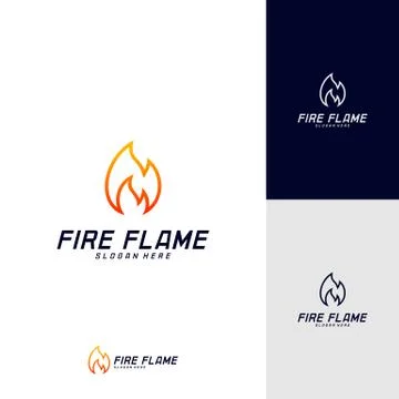 Fire Flame Logo Design Vector Template. Icon Symbol. Stock Illustration