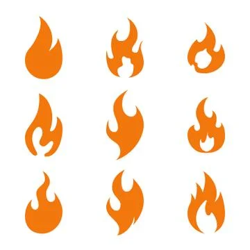 Fire flame logo icon set of nine Stock Illustration