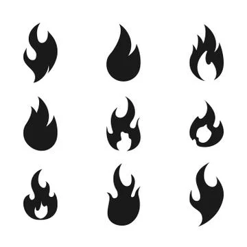 Fire flame logo icon set of nine Stock Illustration